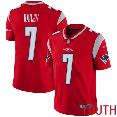 New England Patriots Football #7 Inverted Legend Limited Red Youth Jake Bailey NFL Jersey
